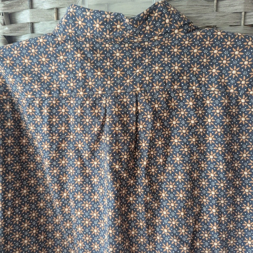J. Crew Long Sleeve Button Down Shirt Blue Sunburst Print Secret Wash Mens XL‎